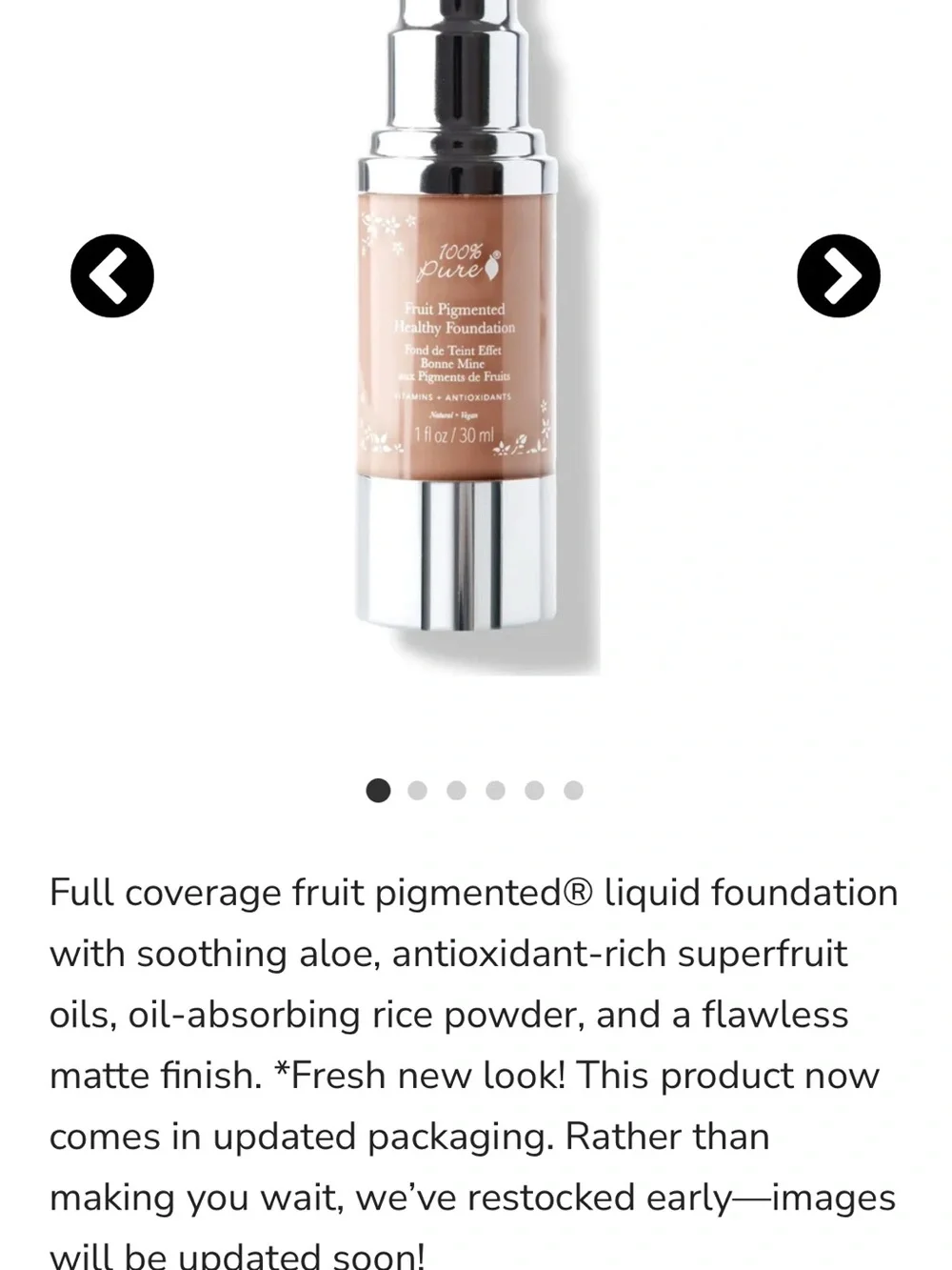 100% PURE Fruit Pigmented Water Foundation Full Coverage Neutral 4.0